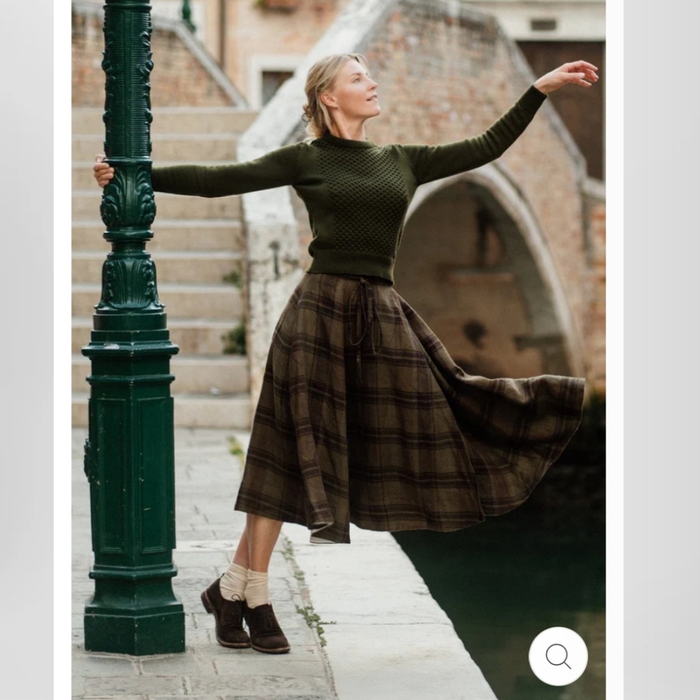Son de flor wrap twill linen tartan skirt